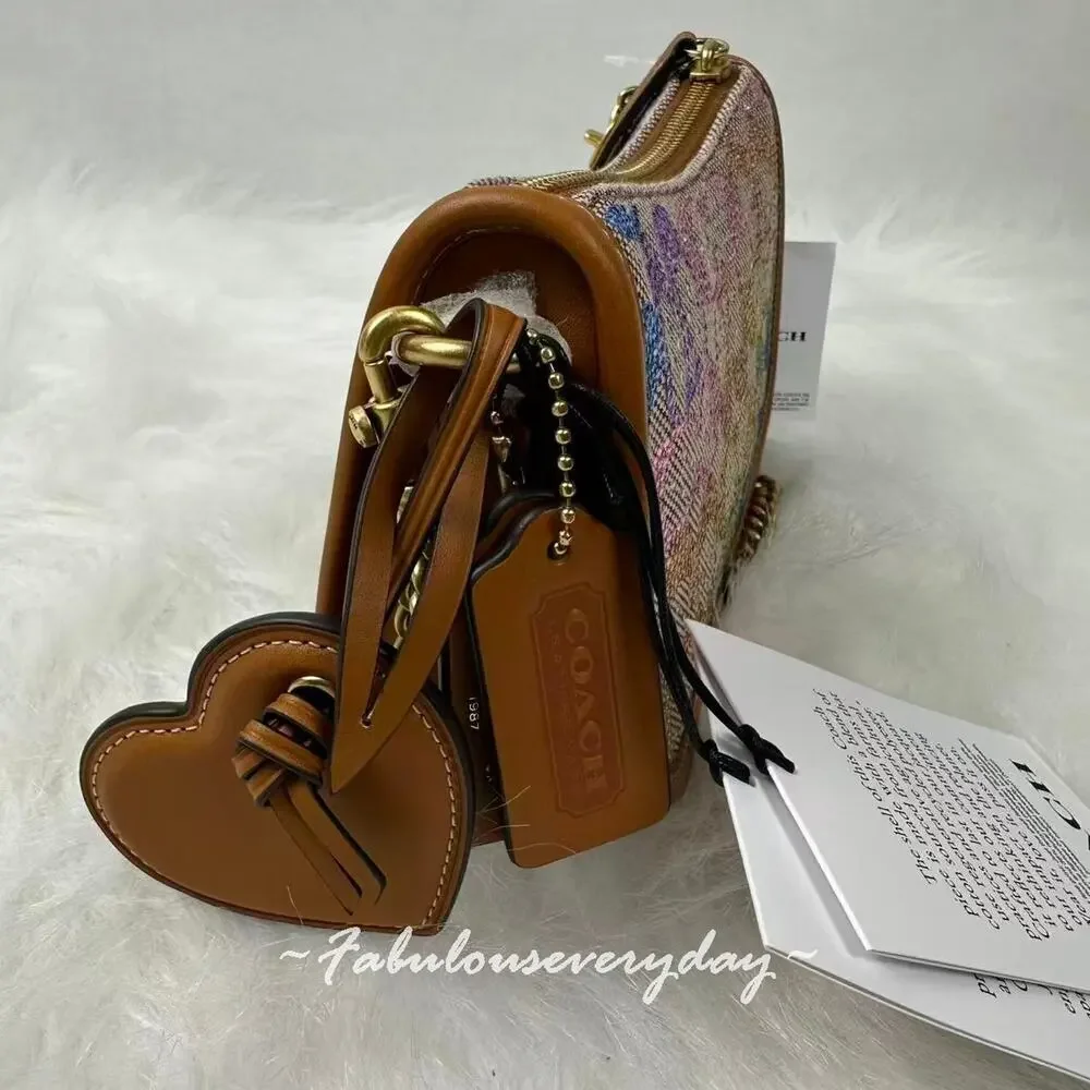 Coach Swinger Bag 20 With Chain In Crystal Signature Jacquard Rainbow CCY40 NWT